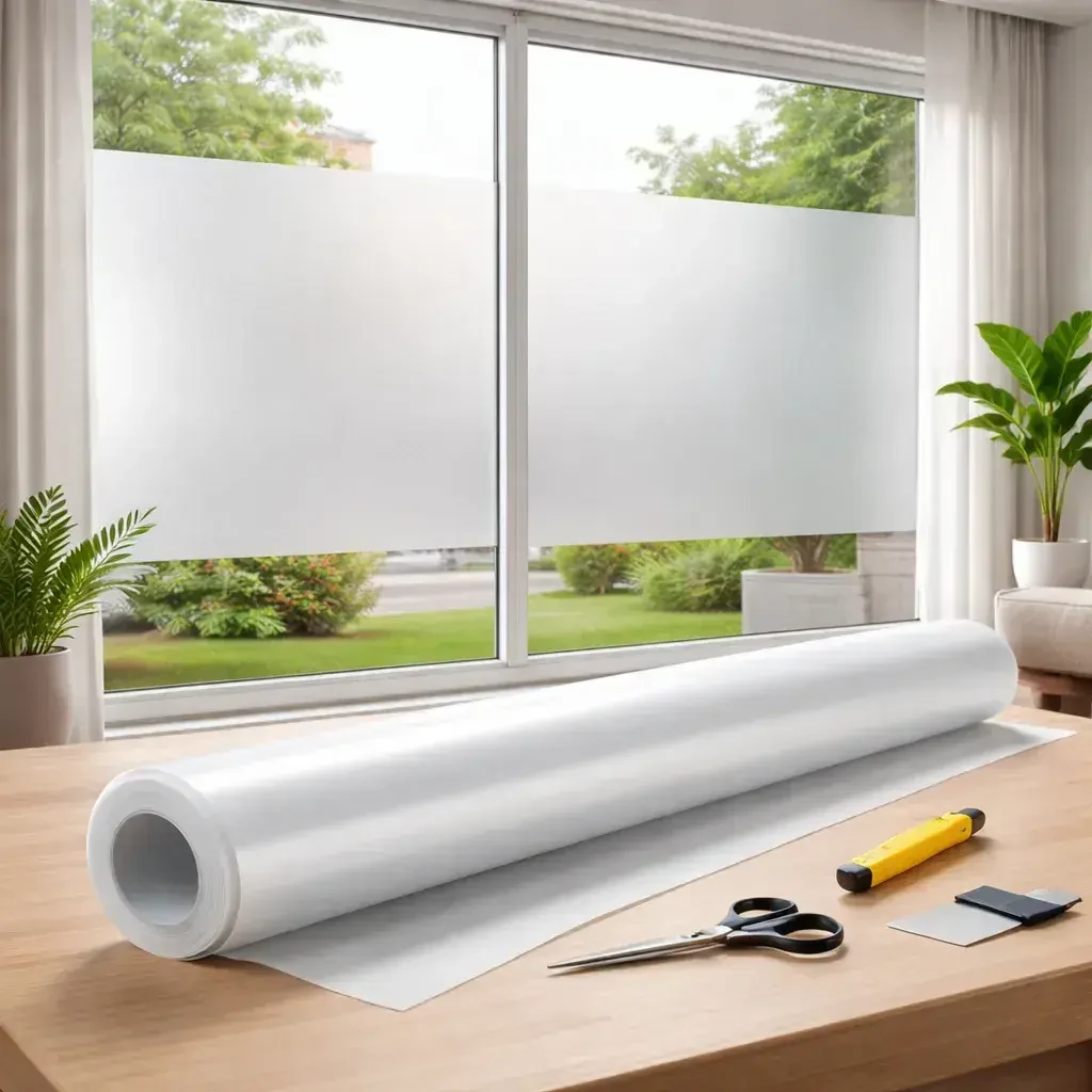Esmerilado Electroestàtico Para Vidrios, Ventanas 0,6x5m - Blanco · Presentacion ambientada