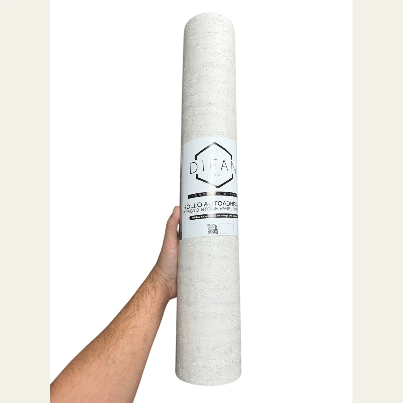 Rollo Piedra Flexible Autoadhesiva Tiza - Simil Cemento 0.60 X3 Mts · Producto
