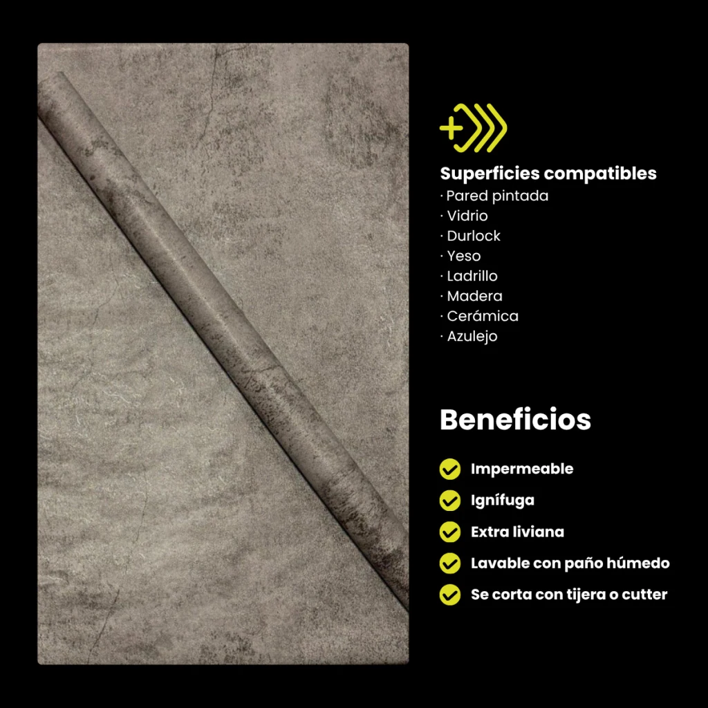 Vinilo Cemento Oscuro 60x300CM · Información técnica