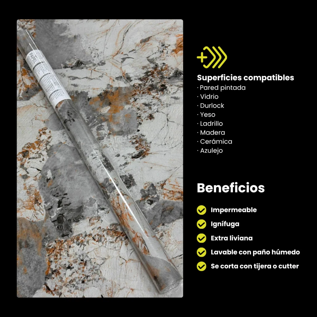 Vinilo Simil Marmol 60x500cm Marmolado Veteado 2 · Información técnica